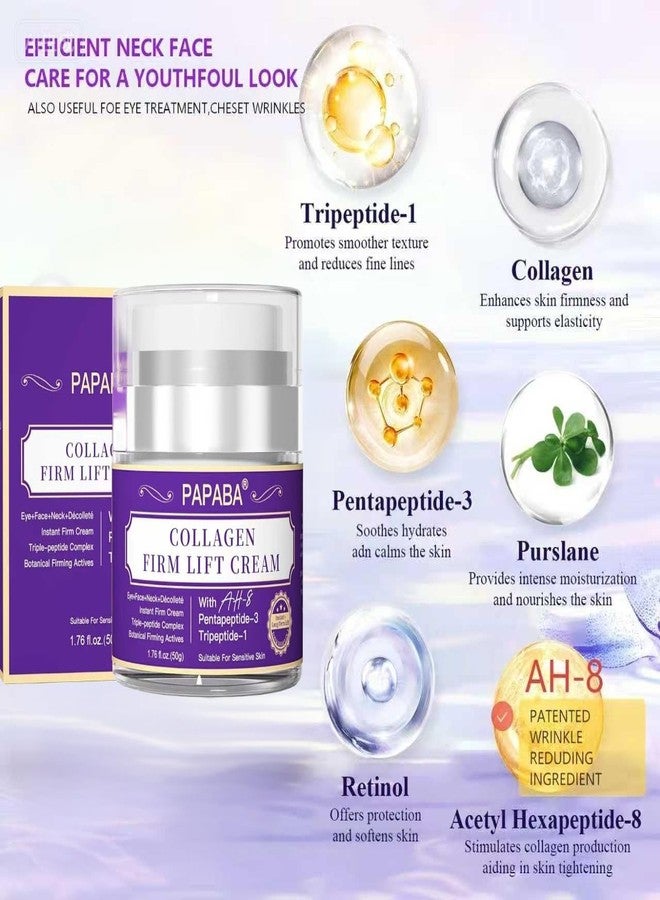 PAPABA Instant Face Lift Cream Neck Firming Tight Moisturizer Women Men- Collagen & Tripeptide AH-8 Updated Formula For Eye Décolleté Firming Cream for Visible Tightening -Sensitive Skin - Day & Night - Image 2